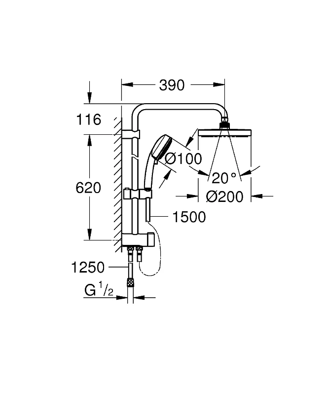 Душевая стойка Grohe New Tempesta Cosmopolitan 27394002 хром