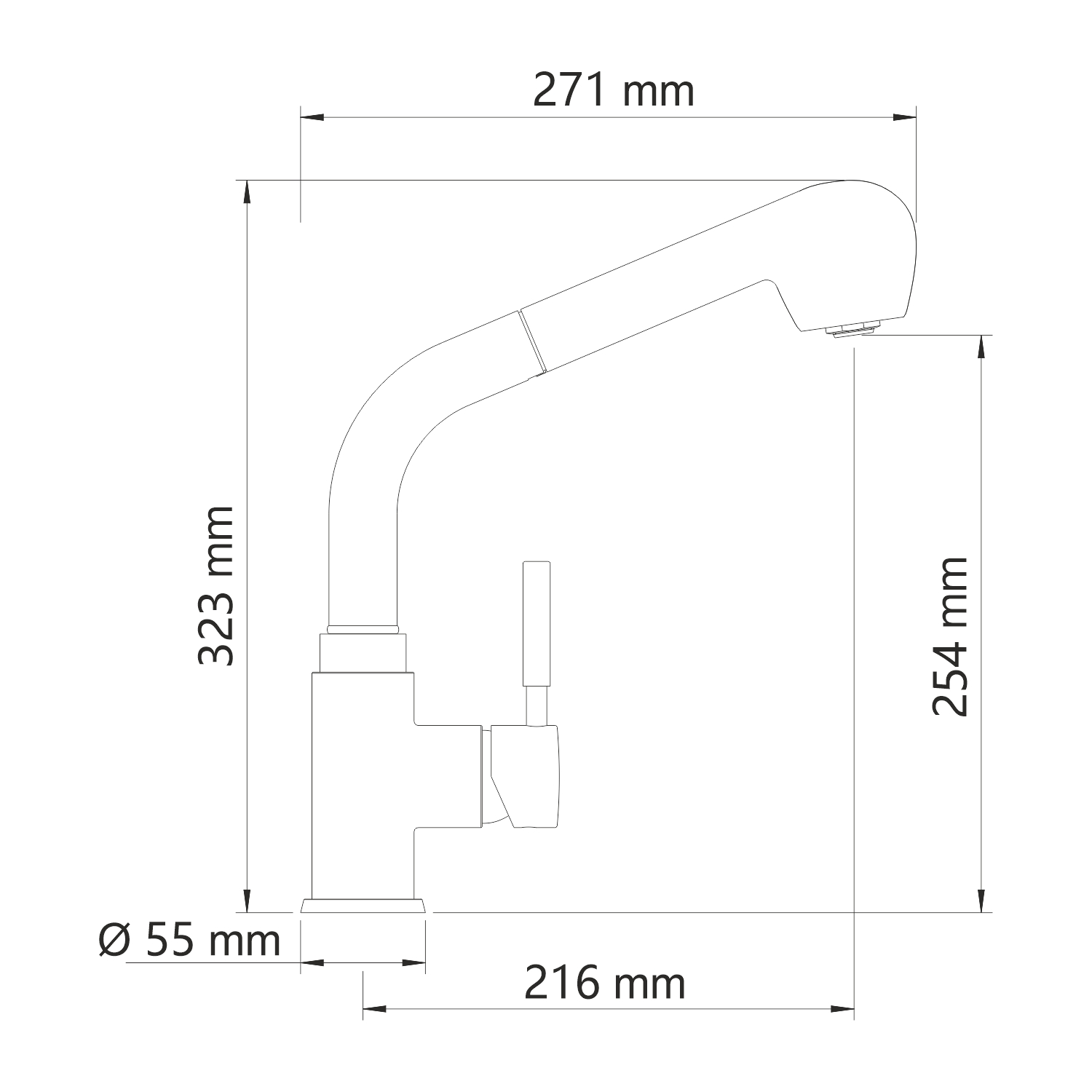 Смеситель для кухни Wasserkraft Wern 4266 хром матовый