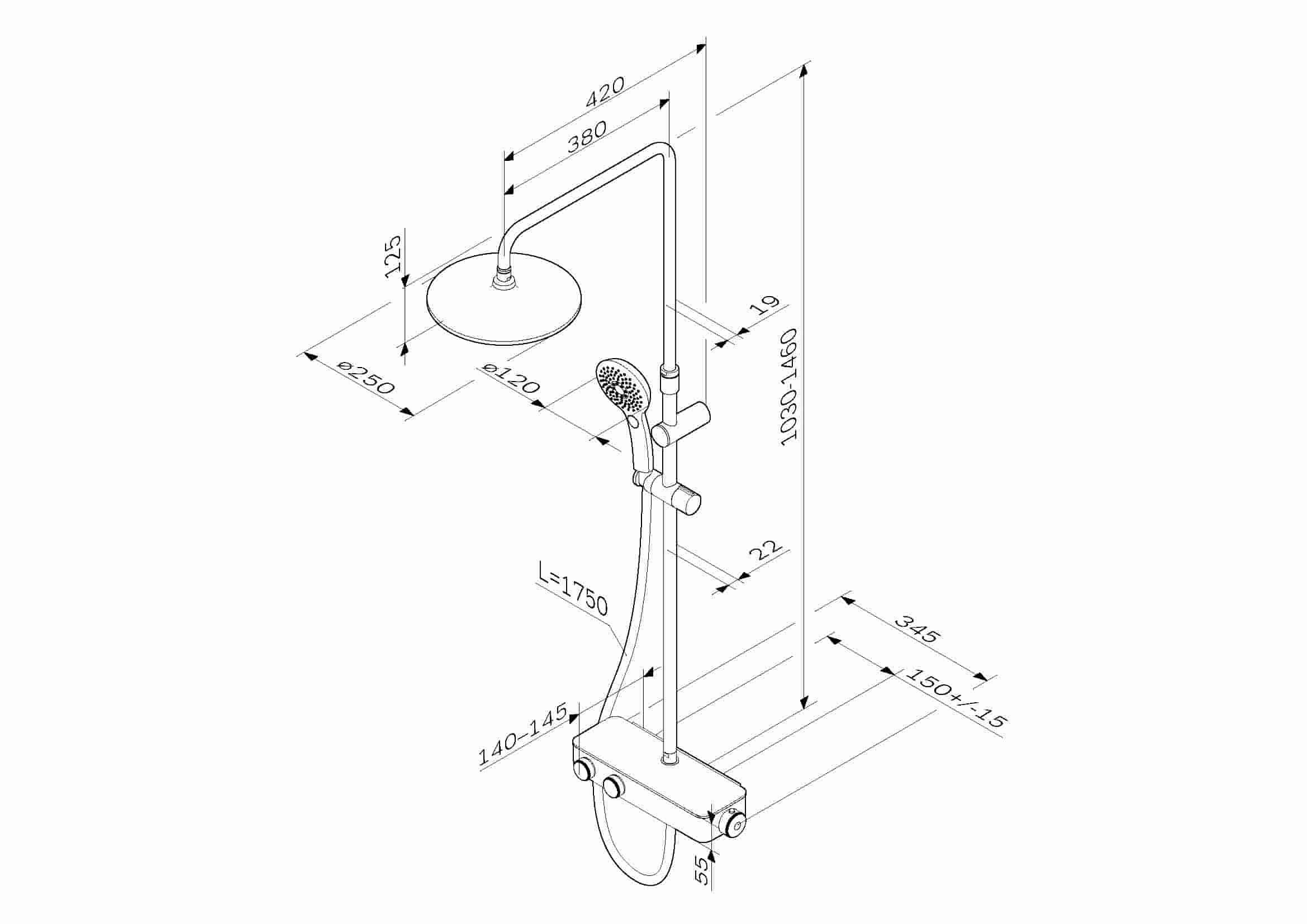 Душевая стойка AM.PM Inspire 2.0 F0750A400 хром