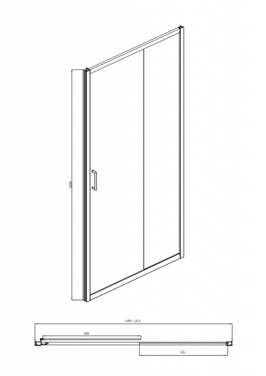 Душевая дверь в нишу Bravat Drop 120x200см BD120.4100A профиль хром, стекло прозрачное