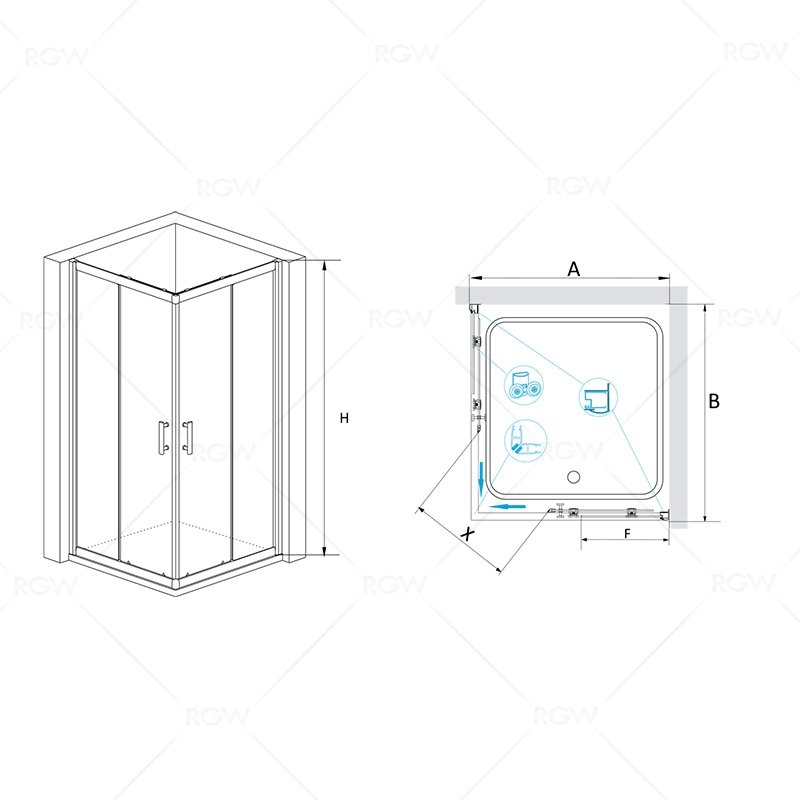 Душевой уголок RGW Passage PA-31B 90x90см 02083199-14 профиль черный, стекло прозрачное