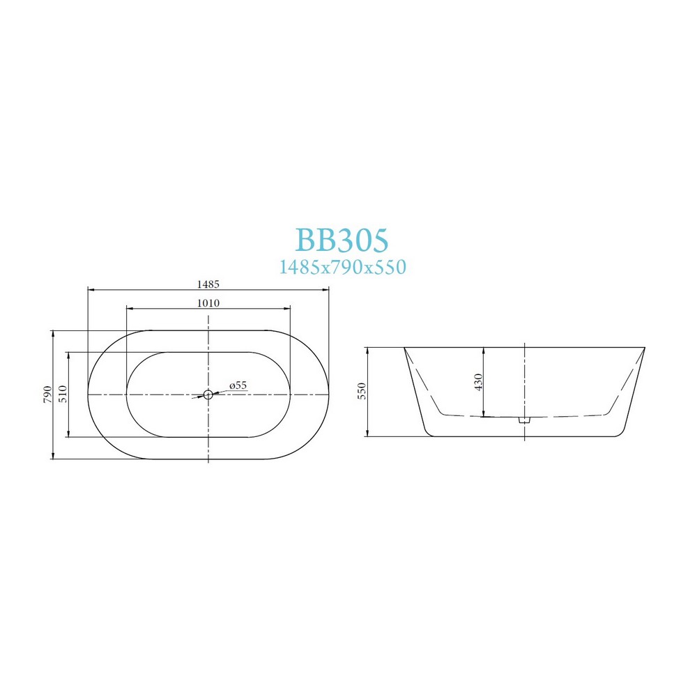 Акриловая ванна BelBagno 150x80 BB305-1484 белая глянцевая