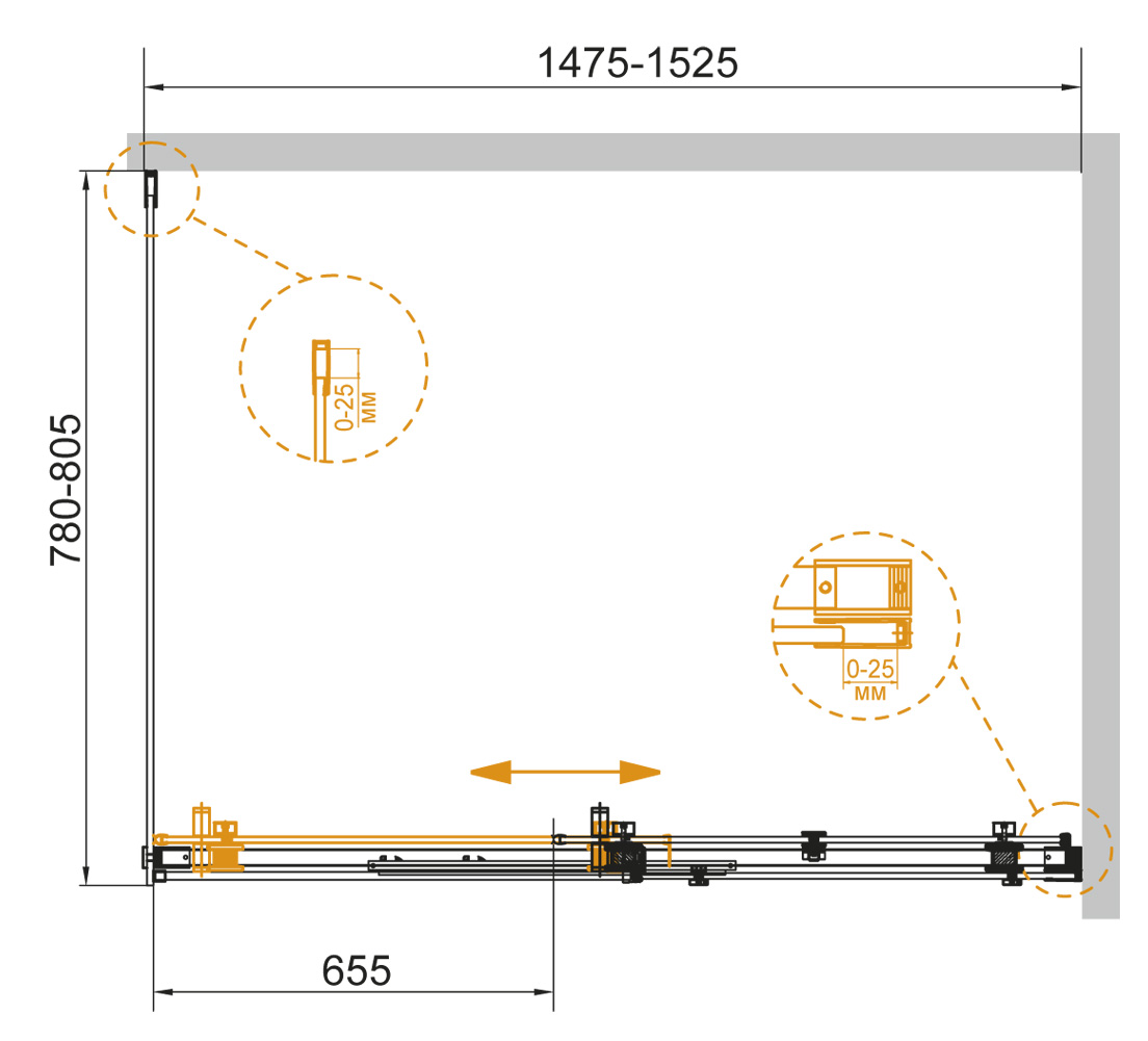 Душевой уголок Cezares Stylus-Soft 150x80см STYLUS-SOFT-AH-1-150/80-C-Cr хром, стекло прозрачное