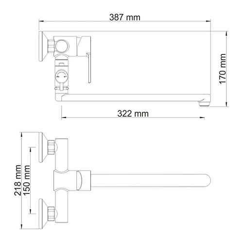 Смеситель для ванны с душем Wasserkraft Ammer 3702L хром