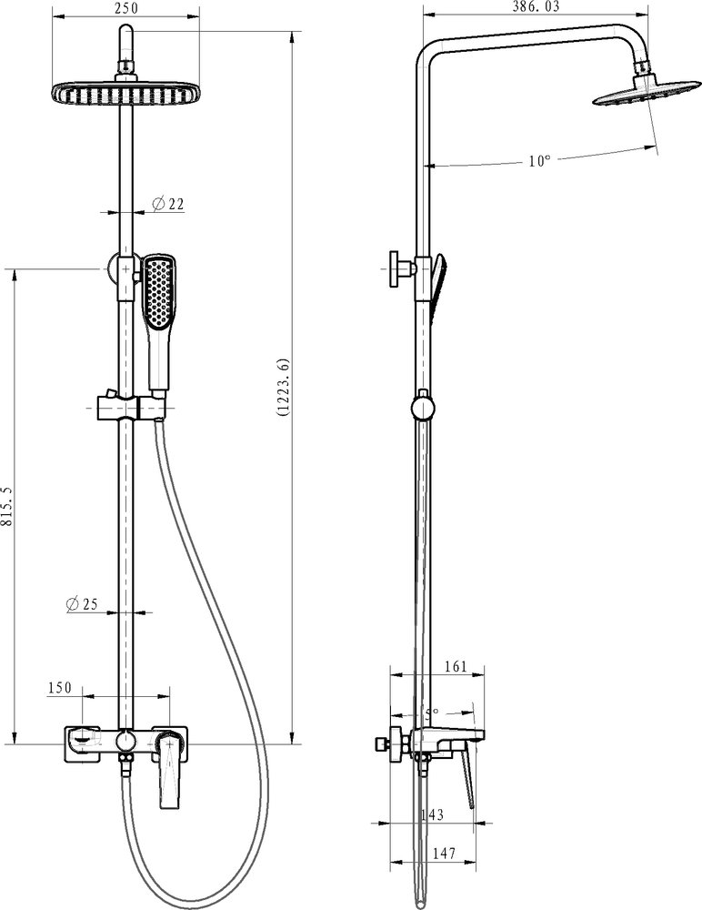 Душевая стойка Boheme Venturo 388 золото