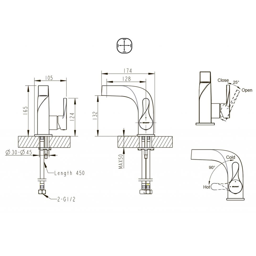 Смеситель для раковины Bravat Wave F174108C-2 хром