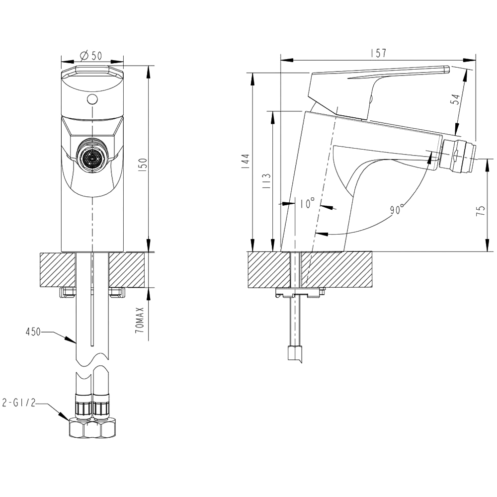 Смеситель для биде Bravat Line F35299C-1 хром