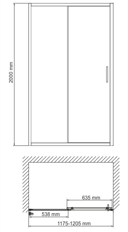 Душевая дверь в нишу Wasserkraft Main 120см 41S05 профиль хром, стекло прозрачное