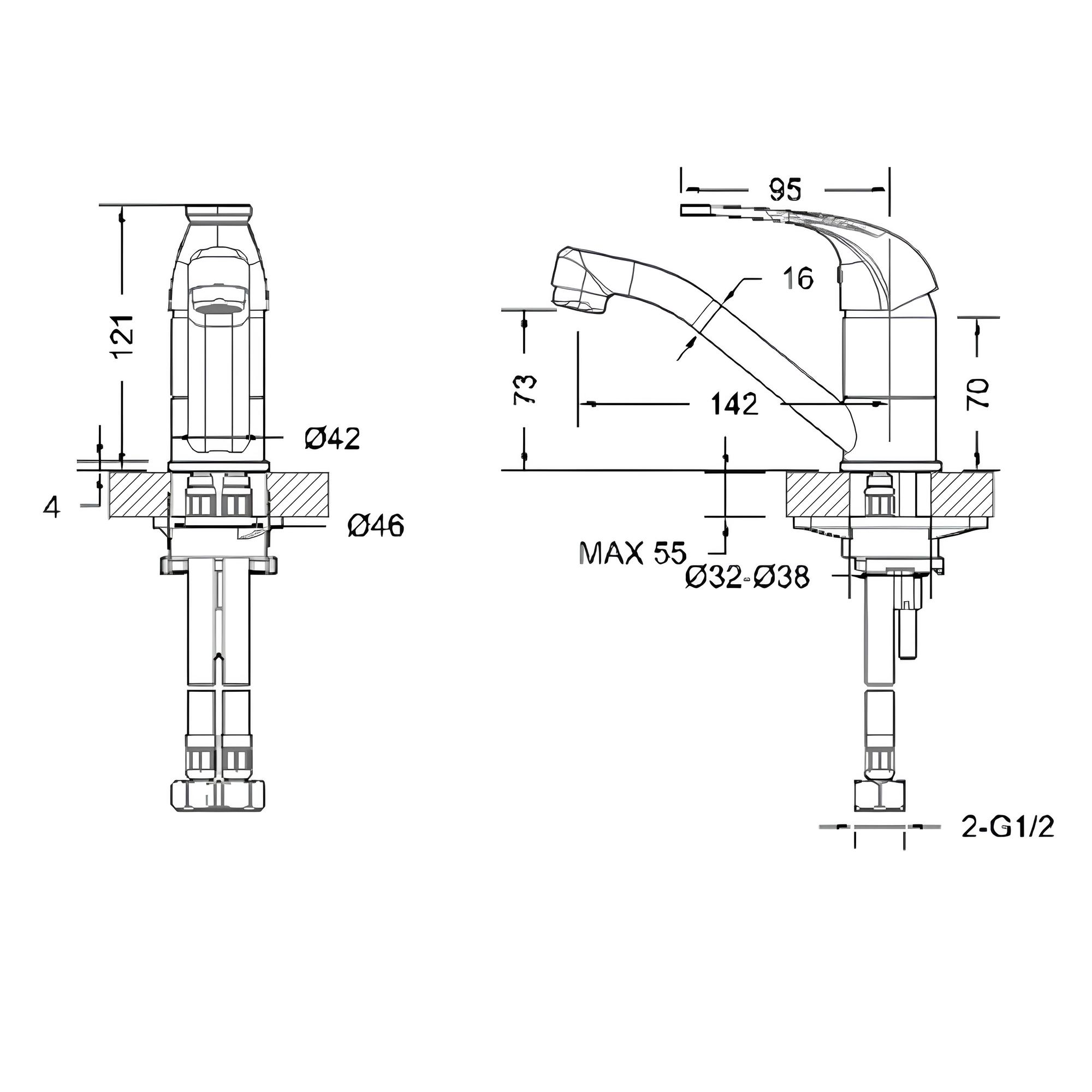 Смеситель для раковины Bravat Fit F1233188CP-RUS хром