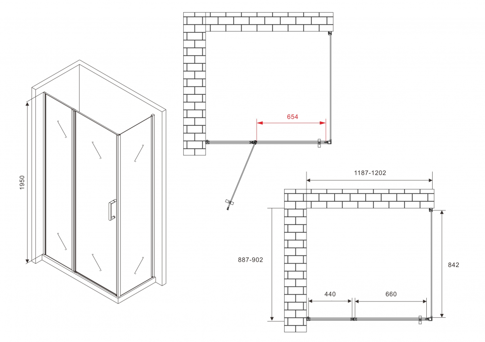 Душевой уголок ABBER Sonnenstrand 120x90см AG04120S-S90 профиль хром, стекло прозрачное