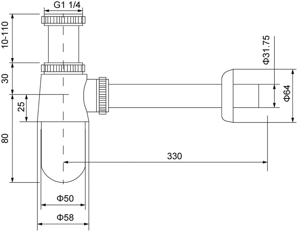 Сифон для раковины Timo 960/00L хром