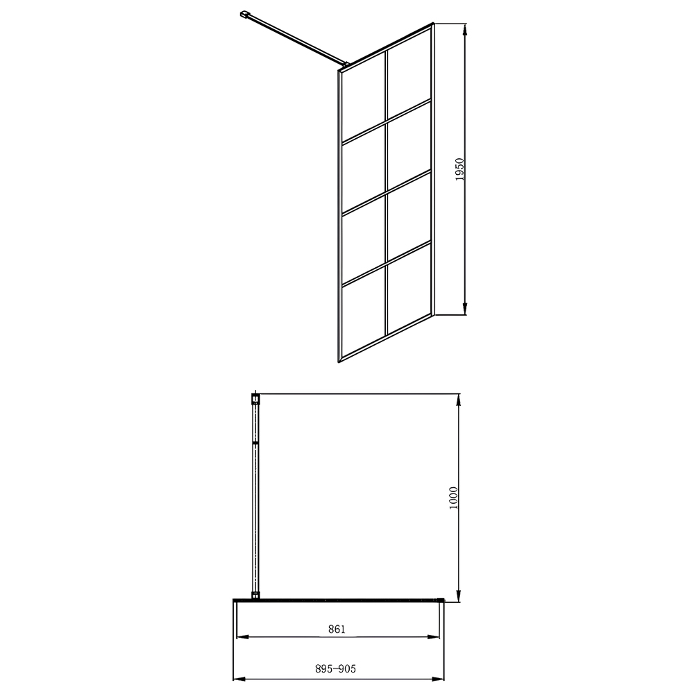 Душевая перегородка Bravat Blackline 90x195см BG090.5413B профиль черный, стекло прозрачное