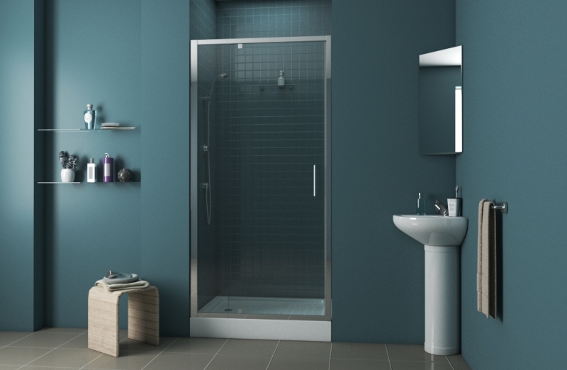 Душевая дверь в нишу Bravat Line 100x200см BD100.4112A профиль хром, стекло прозрачное