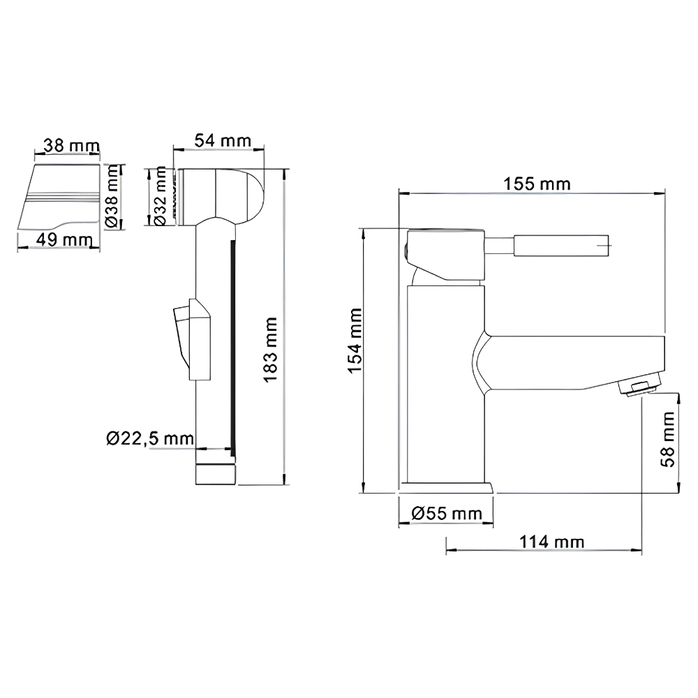 Смеситель для раковины Wasserkraft Main 4108 с гигиеническим душем, хром