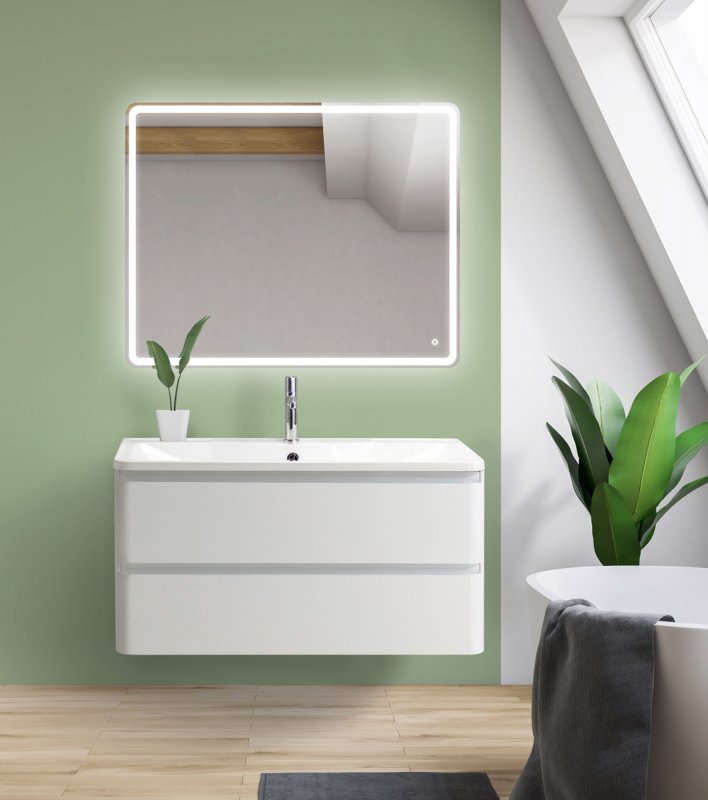 Тумба с раковиной BelBagno Albano 90 белая глянцевая