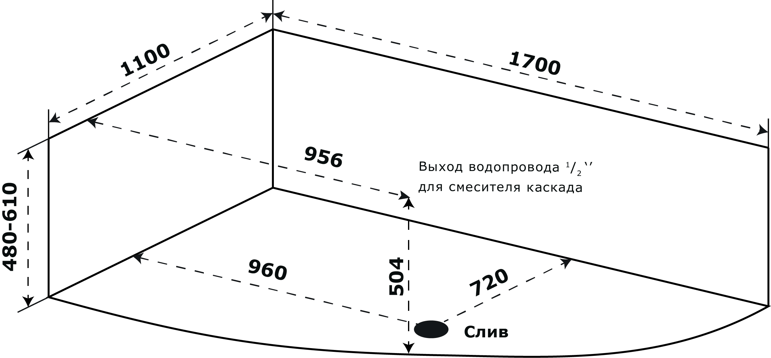 Акриловая ванна Azario Микона 170х110 левая МИВ0003 белая глянцевая