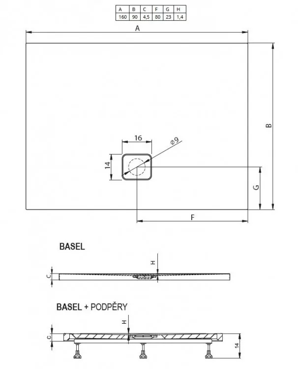 Душевой поддон Riho Basel 90х160см D005030005 белый