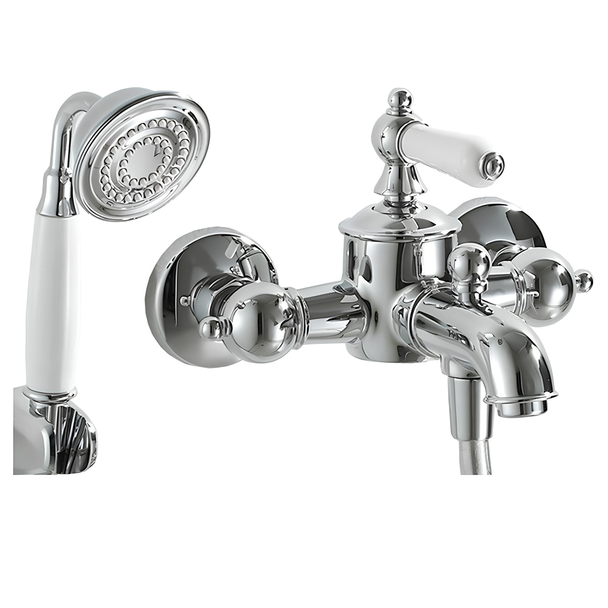 Смеситель для ванны с душем Bravat Art F675109C-B белый / хром