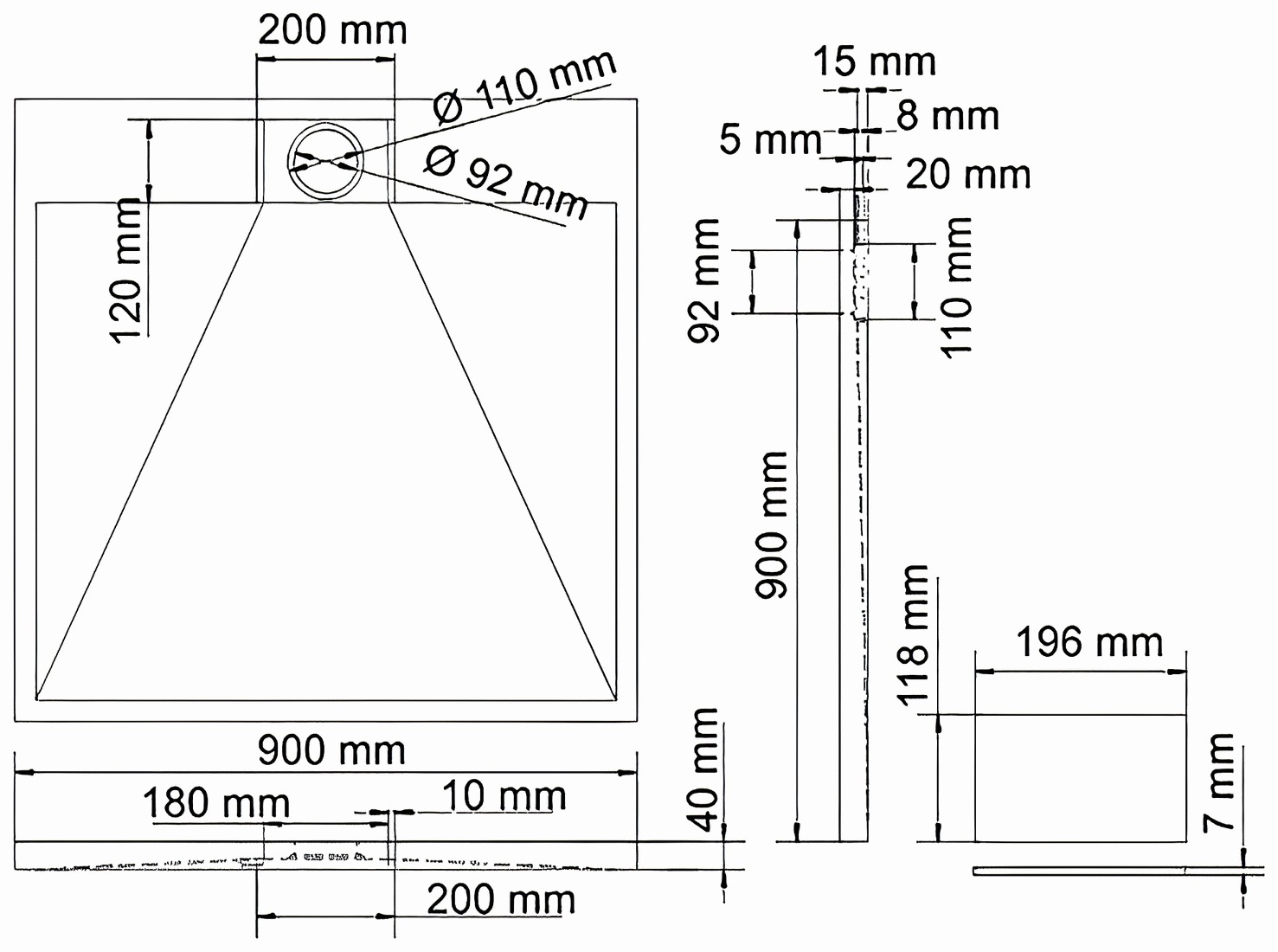 Душевой поддон Wasserkraft Alme 90x90см 15T03 белый