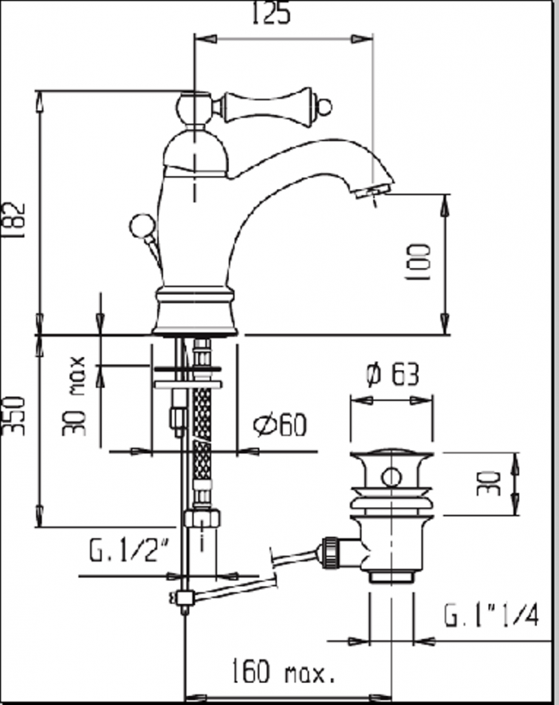 Смеситель для раковины Cezares Margot MARGOT-LSM1-A-01-Bi хром