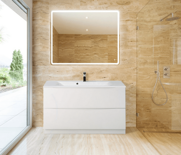 Тумба с раковиной BelBagno Marino 100 MARINO-1000-2C-PIA-BL-P белая глянцевая