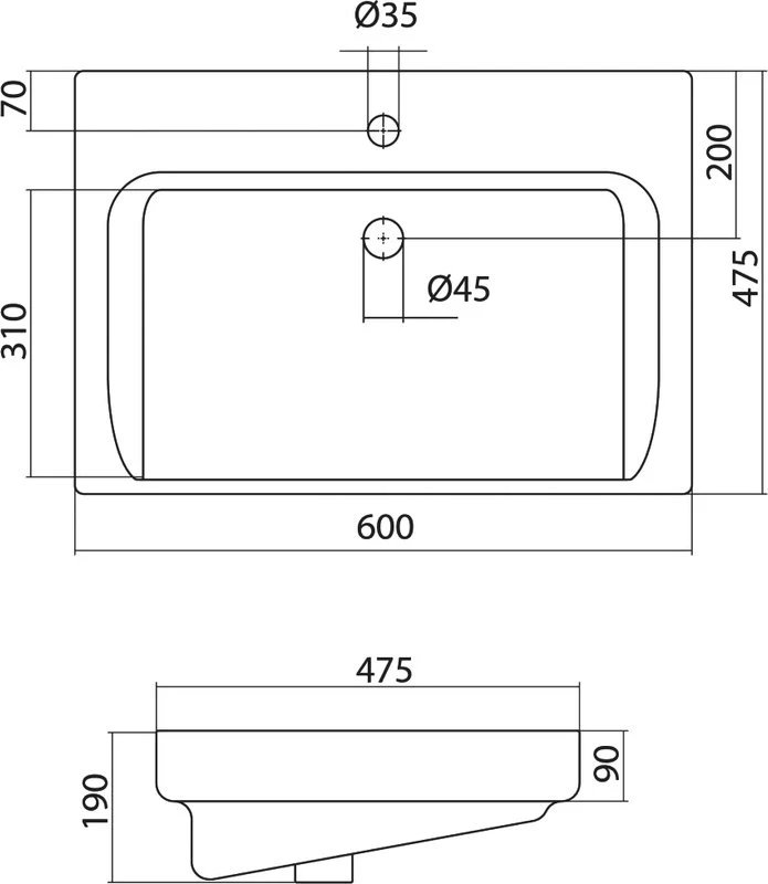 Раковина встраиваемая Aquaton Тигода 60 1WH302082 белая