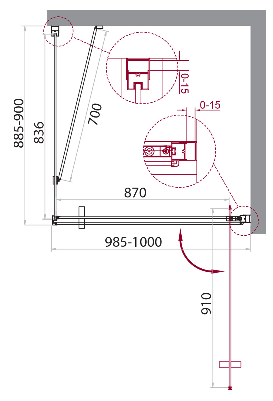 Душевой уголок BelBagno Marmi 100x90см MARMI-AH-1-100/90-C-Cr профиль хром, стекло прозрачное