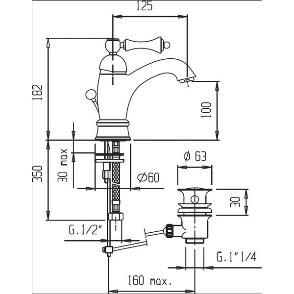 Смеситель для раковины Cezares Margot MARGOT-LSM1-A-02-N бронза