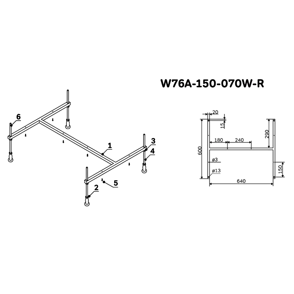 Каркас для ванны AM.PM Sense W76A-150-070W-R Серый