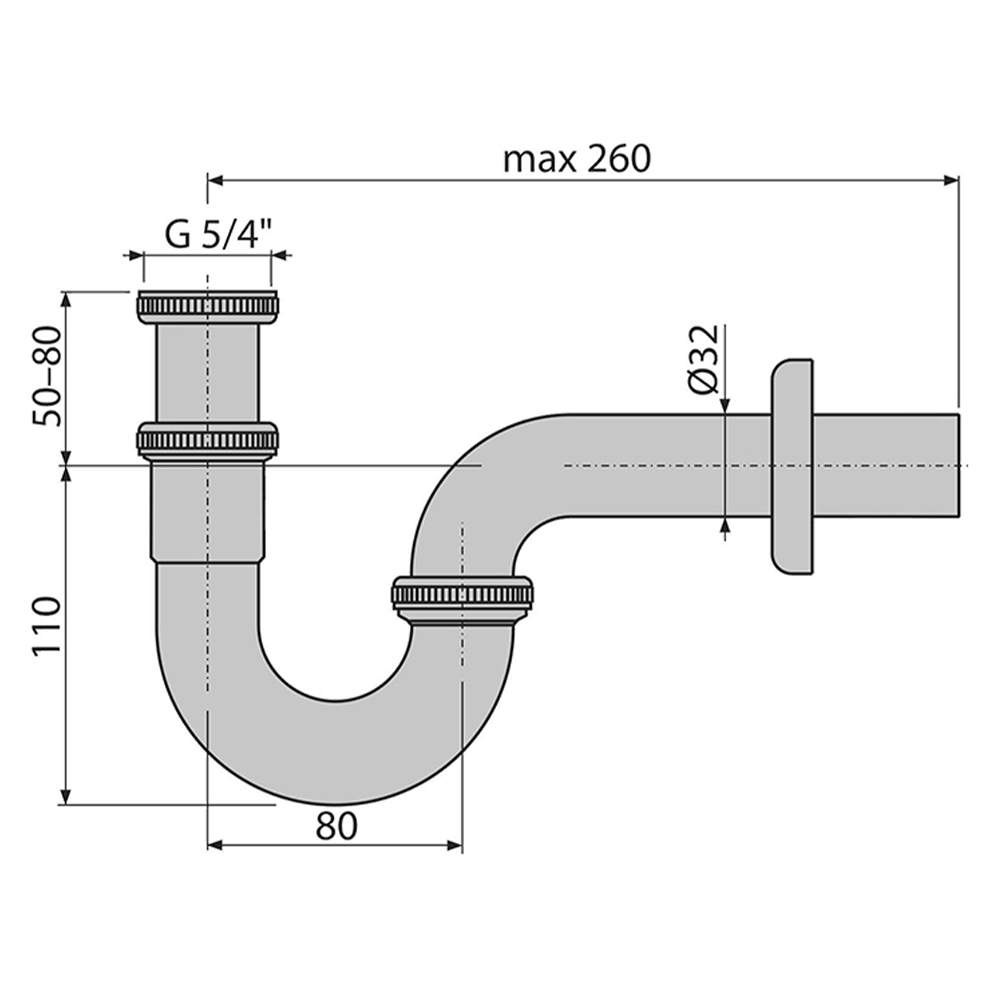 Сифон для раковины AlcaPlast A432 хром