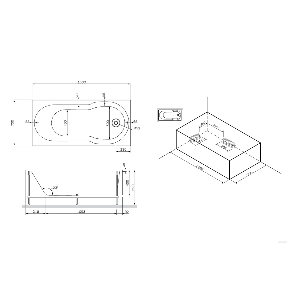 Акриловая ванна AM.PM X-Joy 150x70 W88A-150-070W-A белая глянцевая