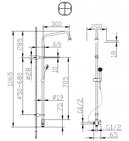 Душевая стойка Bravat Fit S D283CP-2A-RUS хром