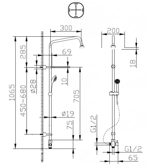 Душевая стойка Bravat Fit S D283CP-2A-RUS хром