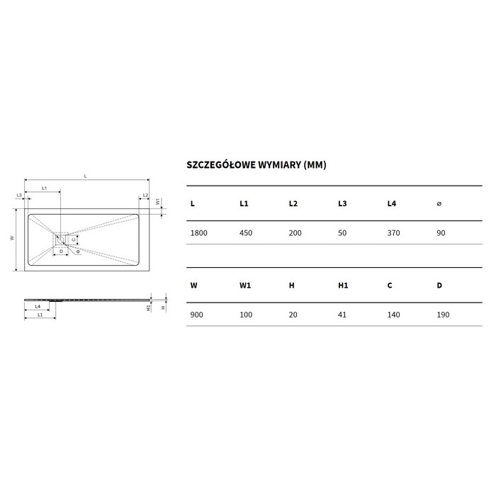 Душевой поддон Excellent Arda 180x90см BREX.1503.180.090.CAN бежевый