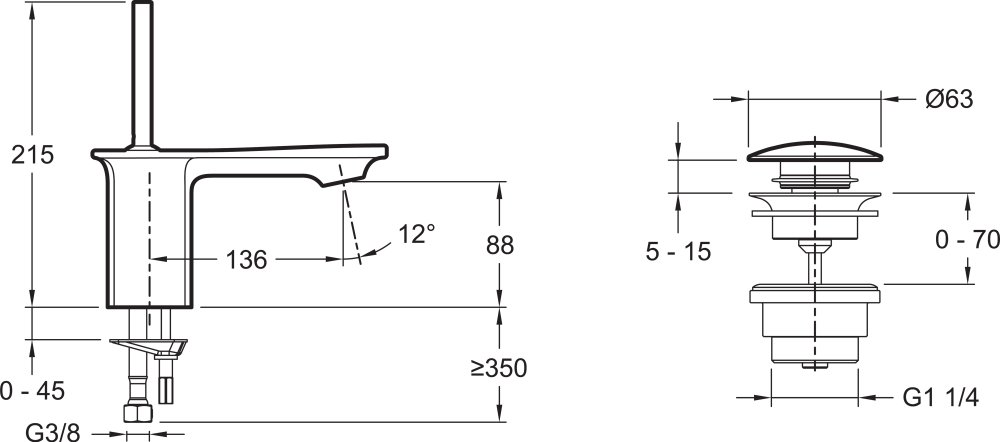 Смеситель для раковины Jacob Delafon Stance E14760-CP хром