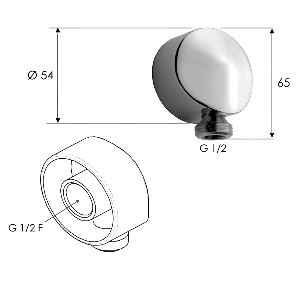 Шланговое подключение для душа Remer RR 309 L 1/2 хром