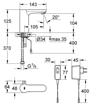 Смеситель для раковины Grohe Eurosmart Cosmopolitan E 36325001 хром