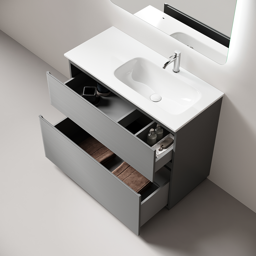 Тумба под раковину Sancos Folk Floor 100 FL100FRES правая, напольная, Ergraut soft