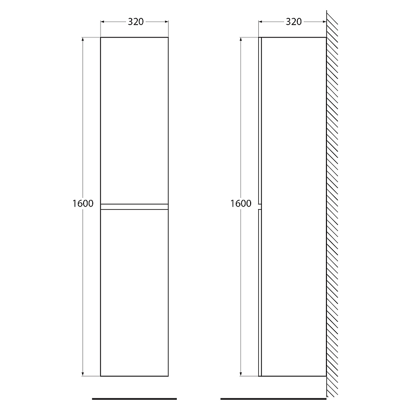 Шкаф-пенал BelBagno Albano 32 ALBANO-1600-2A-SC-RR-P подвесной Rovere Rustico