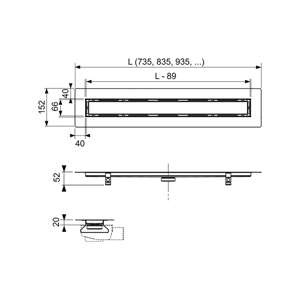 Стенд с дренажным каналом TECEdrainline 650900, 600983