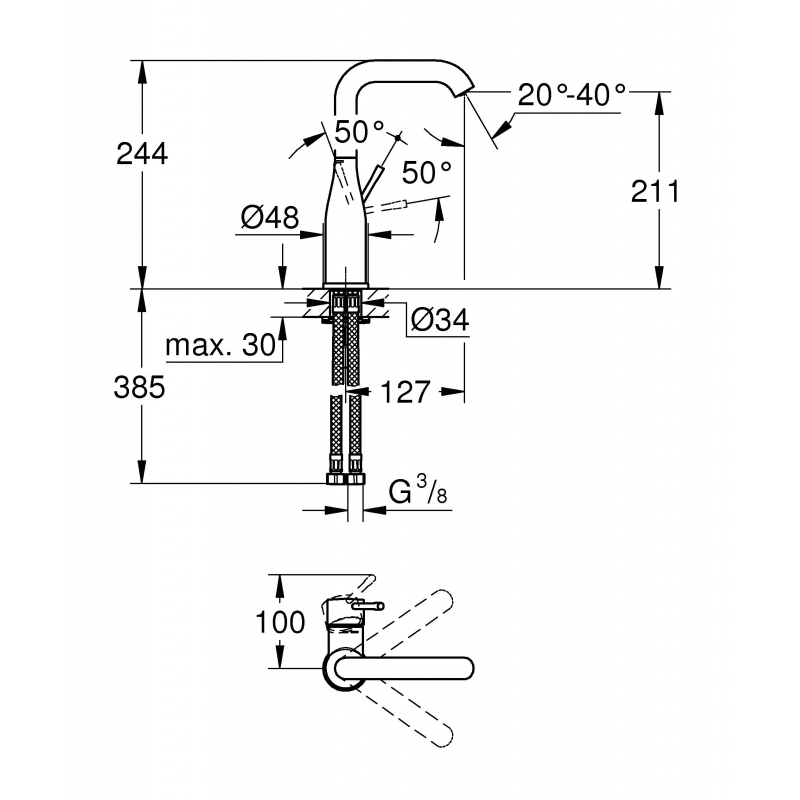 Смеситель для раковины Grohe Essence New 23541001 хром