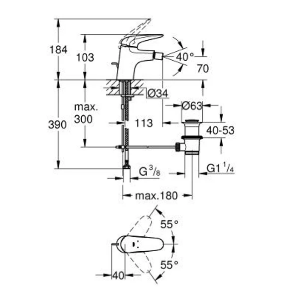 Смеситель для биде Grohe Eurostyle 23720003 хром