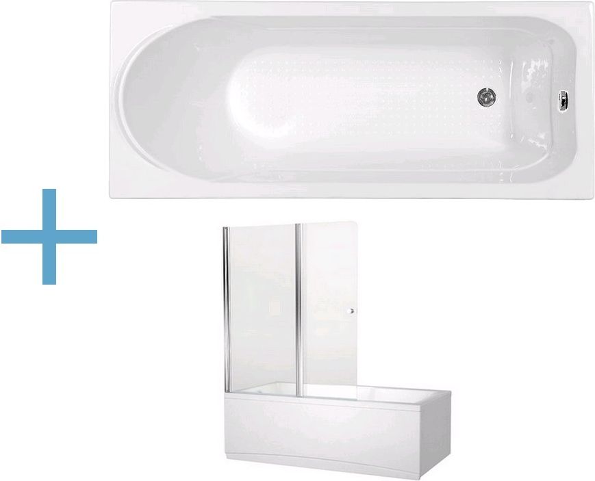 Акриловая ванна Aquanet West 150x70 со шторкой Aquanet Alfa 4 NF6222-pivot 239760 + 196049 белая