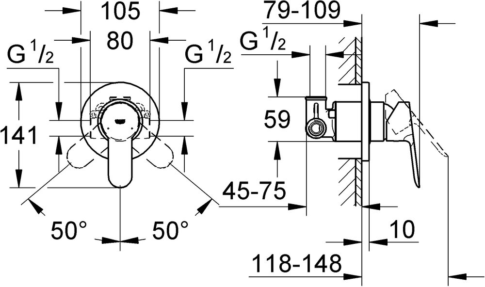 Гигиенический душ Grohe BauEdge 124897 со смесителем, хром