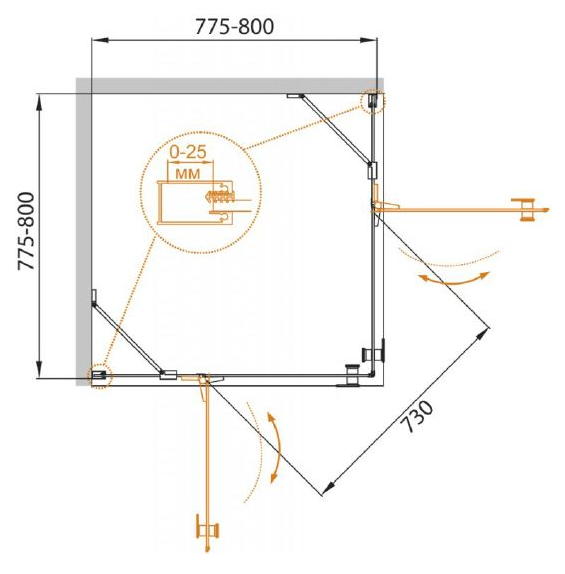 Душевой уголок Cezares Crystal 80x80см CRYSTAL-S-A-2-80-C-Cr профиль хром, стекло прозрачное 