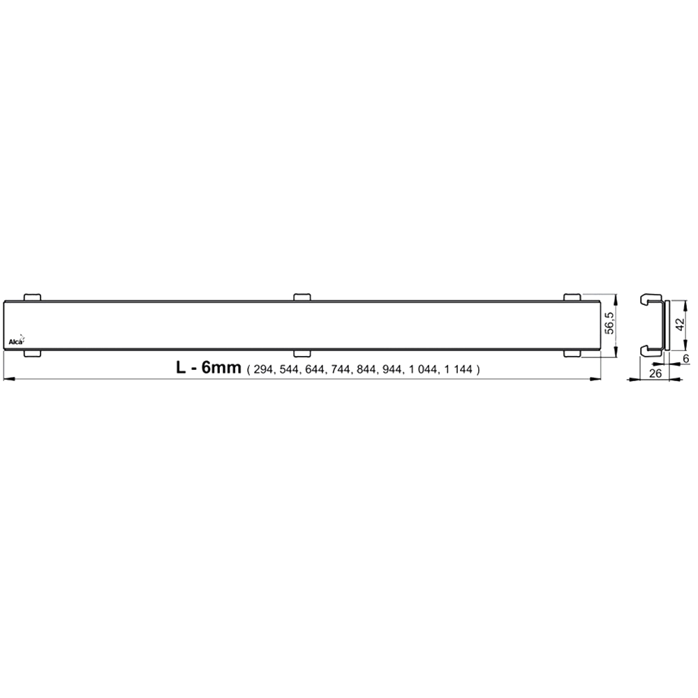 Душевой лоток AlcaPlast APZ6 650 с опорами, хром