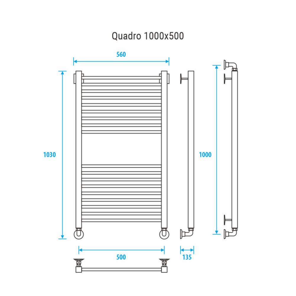 Полотенцесушитель водяной Energy Quadro 100х50 см EWTR0QUAD1005000000 хром