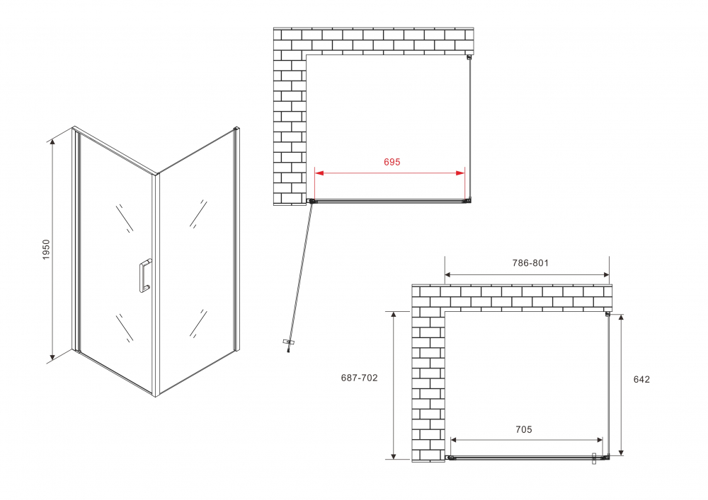 Душевой уголок ABBER Sonnenstrand 80x70см AG04080-S70 профиль хром, стекло прозрачное