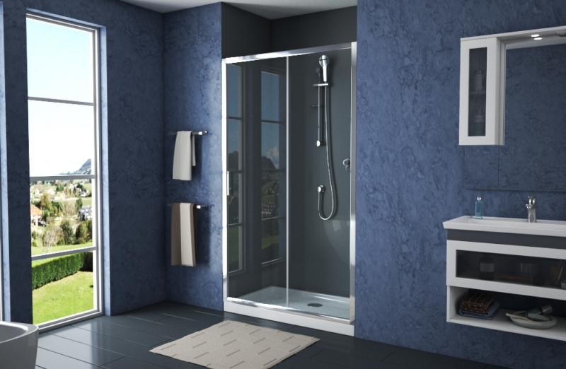 Душевая дверь в нишу Bravat Drop 120x200см BD120.4100A профиль хром, стекло прозрачное