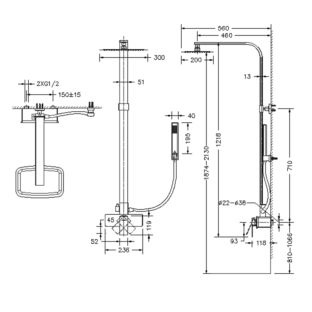 Душевая стойка Bravat Phillis F956101C-A-ENG хром